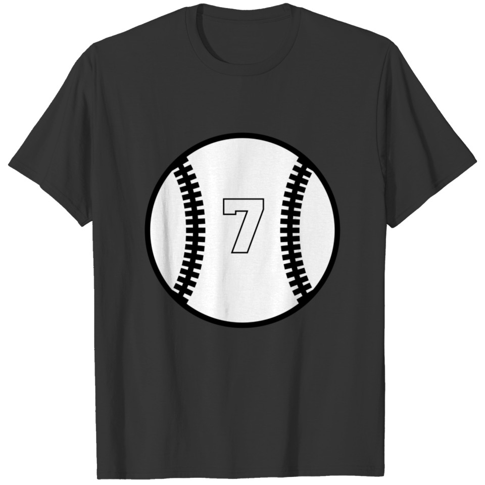 Baseball Softball Player Lucky Favorite Number #7 T-shirt