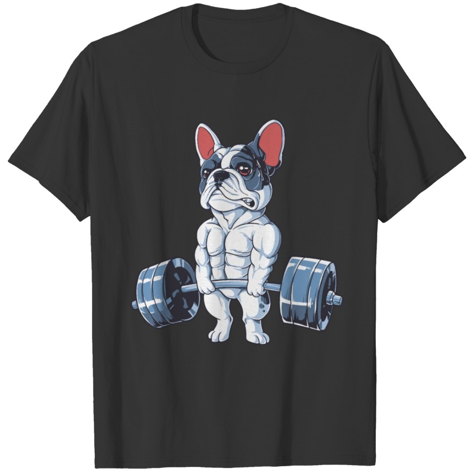 Bulldog Dog Working Out Funny Bulldog Fitness gym T Shirts