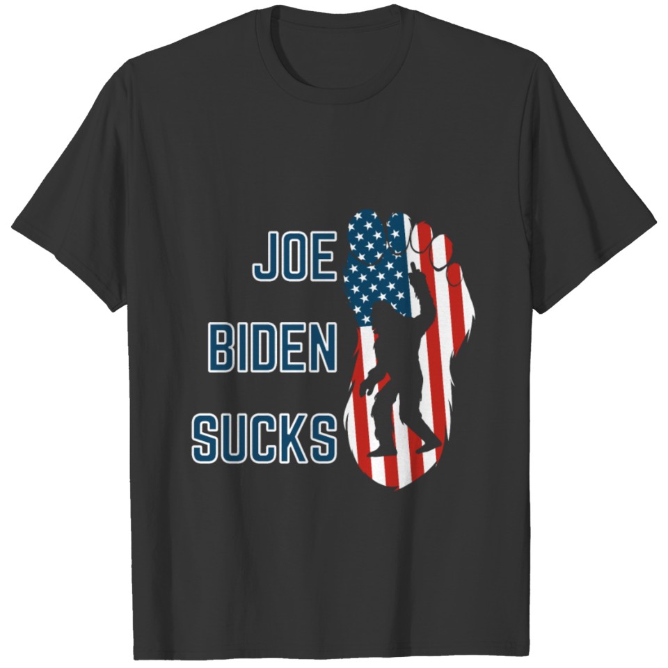 American Flag Bigfoot middlefinger Anti Democrat T Shirts