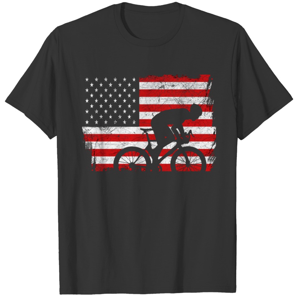 Cyclist - American Flag Red T-shirt