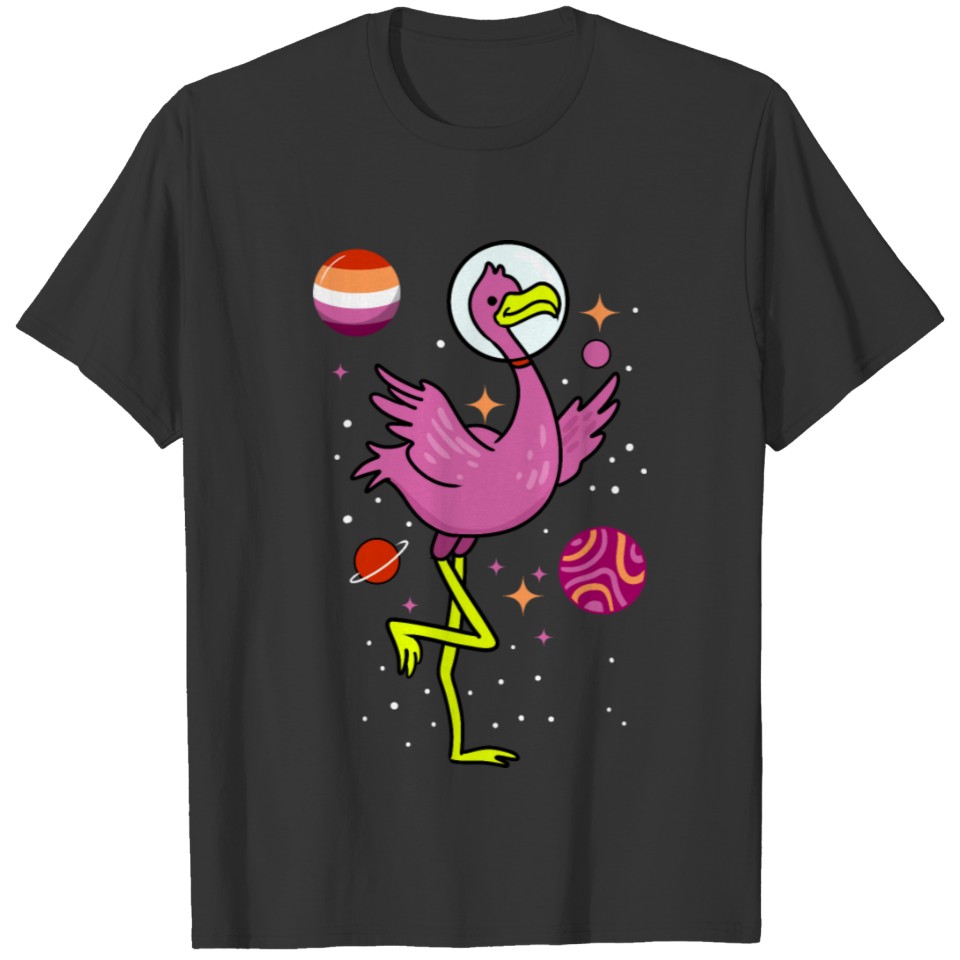 Lesbian Flamingo Orange Pink Lesbian Pride T Shirts