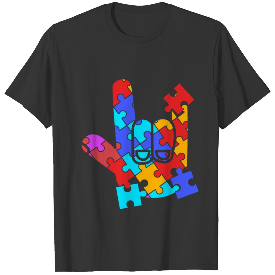 Rainbow Puzzle Autism Asl I Love You T-shirt