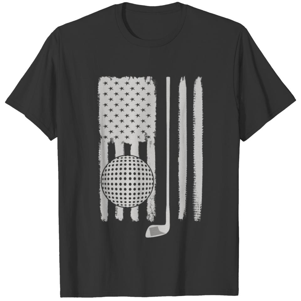 Golf Golfer American Flag USA T-shirt