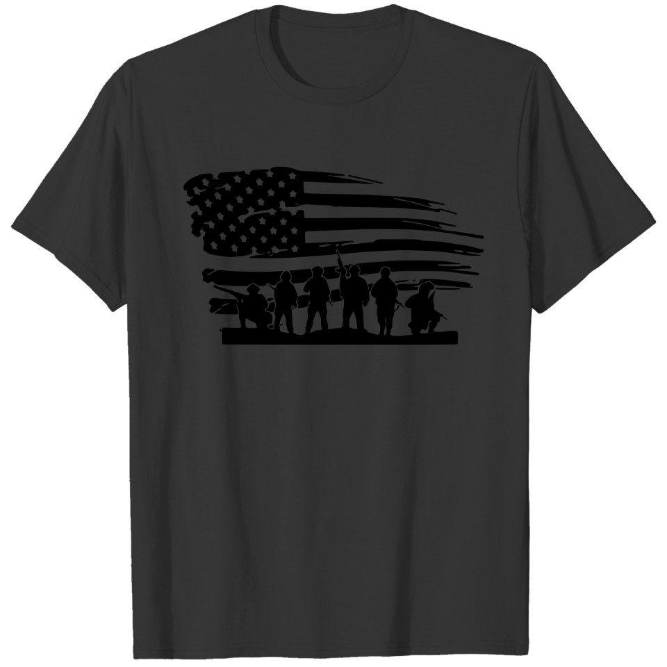 american flag with army men T Shirts