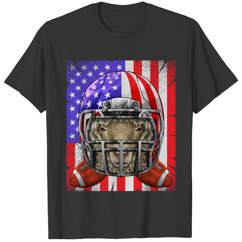 Sheep American Football USA Flag Merica Farm Anima T-shirt