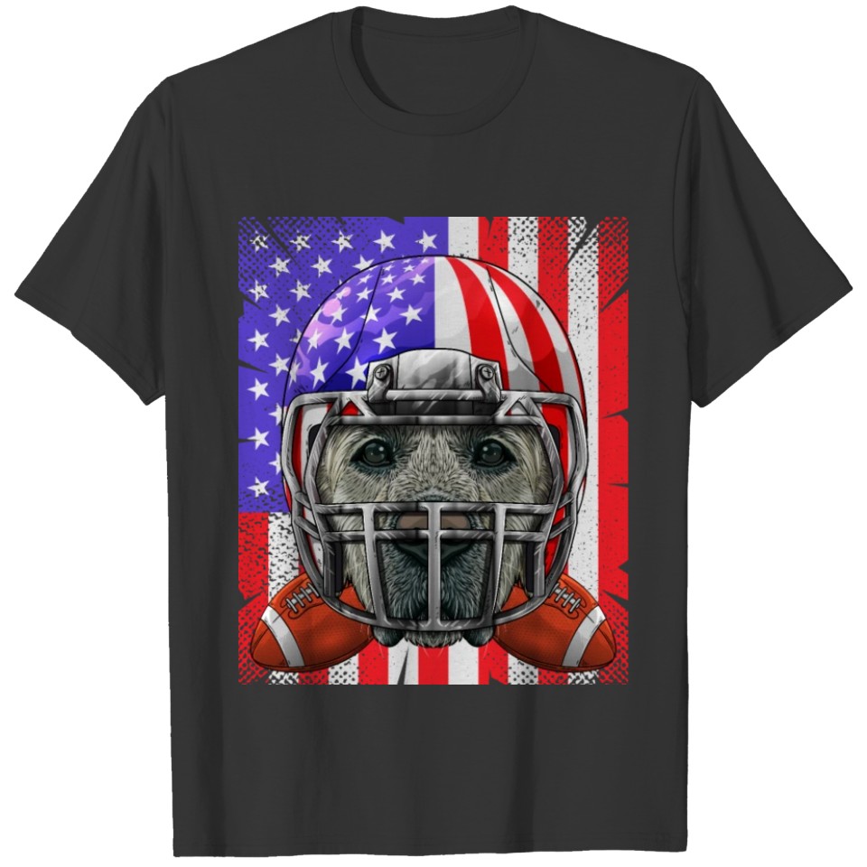 Golden Retriever American Football USA Flag Merica T-shirt