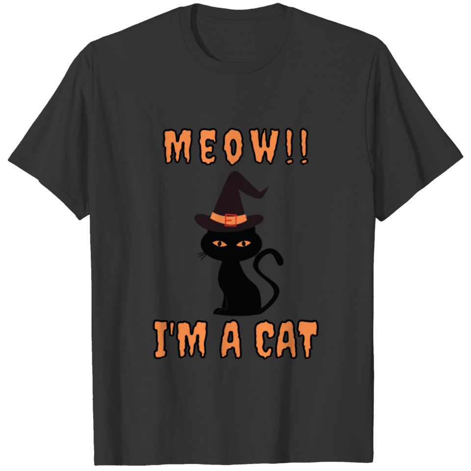 Meow I'm a cat cute black cat funny Halloween T-shirt