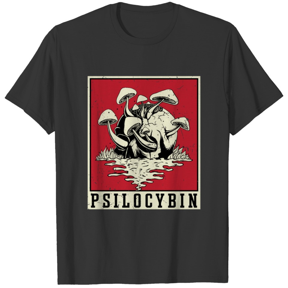 Psilocybin Retro PsychedelicMagic Mushroom Vintage T Shirts