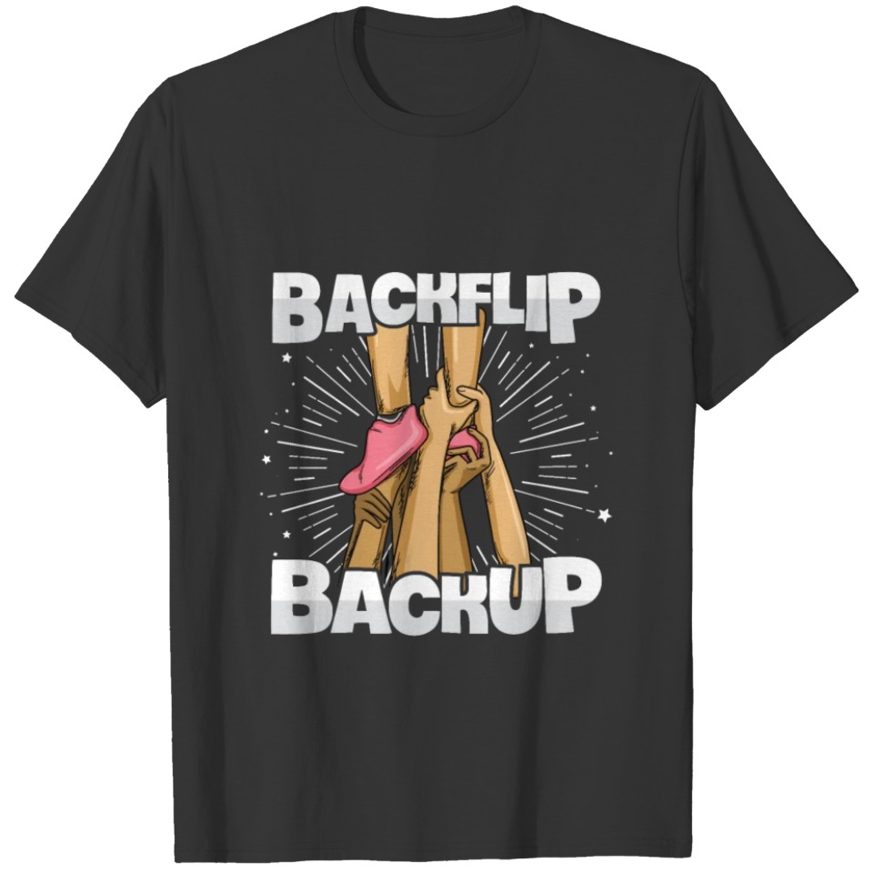 Backflip Backup Design for a Male Cheerleader T-shirt