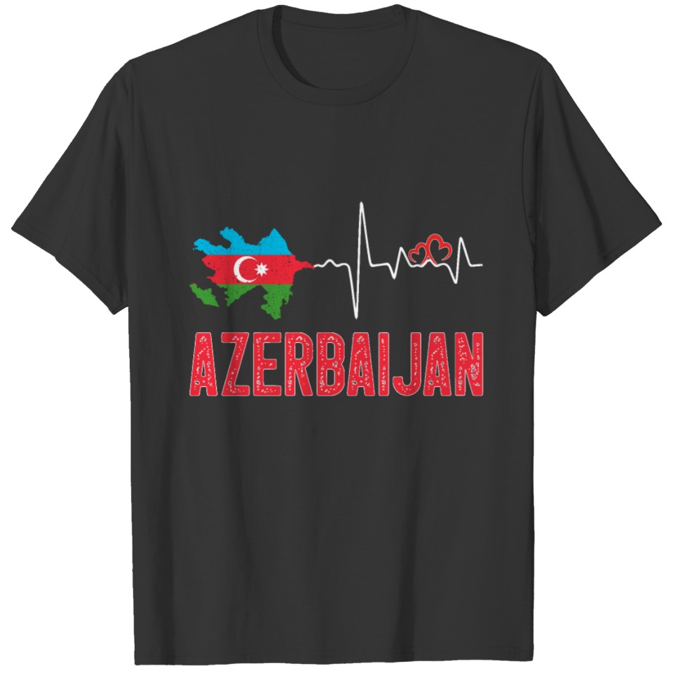 Azerbaijan Flag Map Heartbeat for Azerbaijani T-shirt
