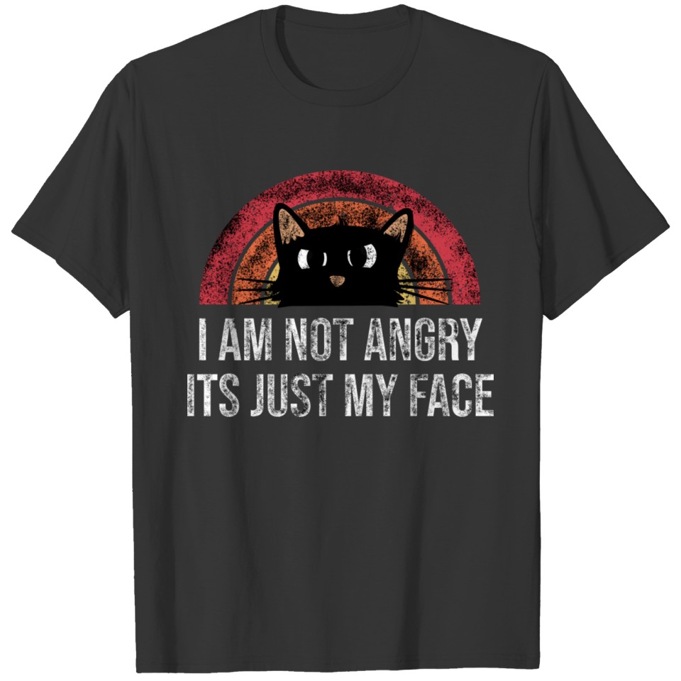 I am not angry its just my face funny black cat T-shirt