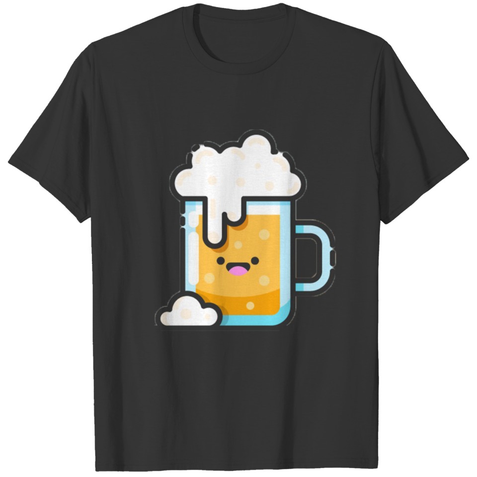 Cute Beer Kawaii With Smile Expression T Shirts