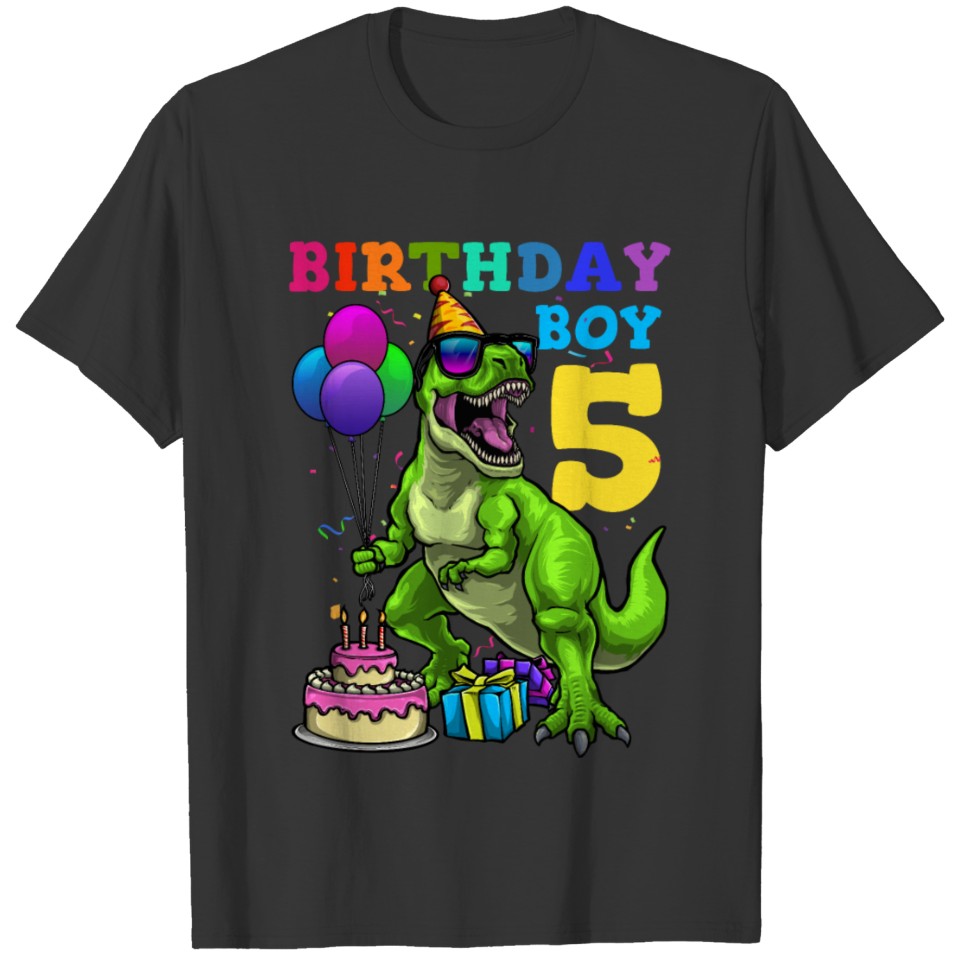 5th Birthday Dinosaur Birthday Boy T Shirts
