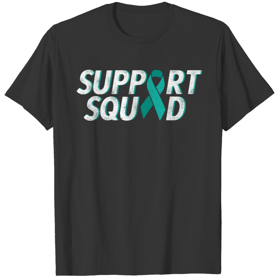 Support squad teal ribbon ovarian cancer awareness T Shirts