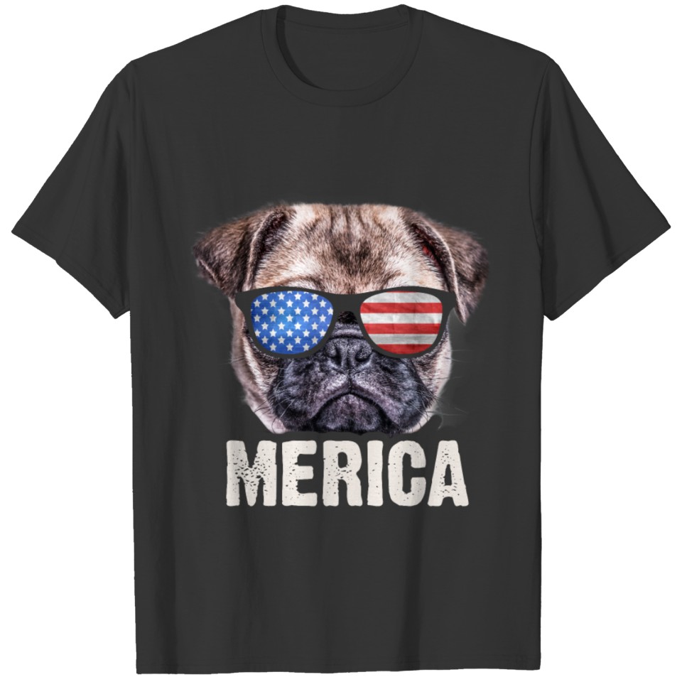 Pug American Flag USA Dog T-shirt