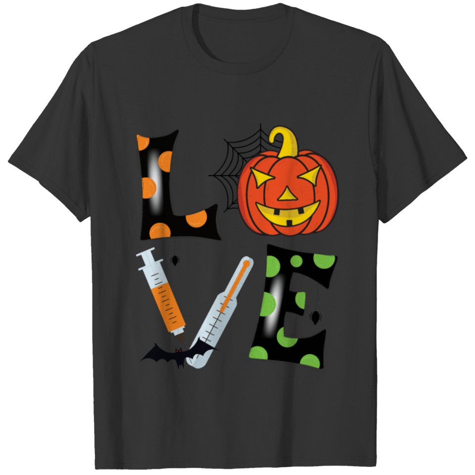 Love halloween nurse Pumpkin T Shirts