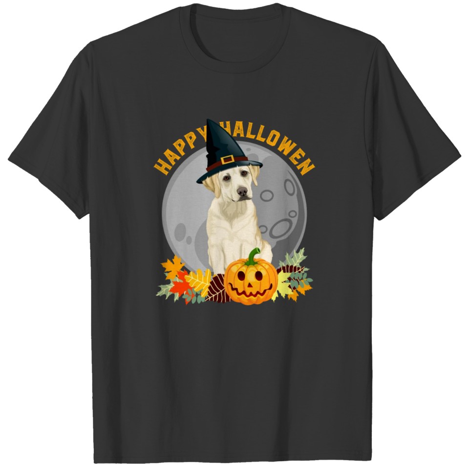 Yellow Labrador Dog Happy Halloween Pumpkin T Shirts
