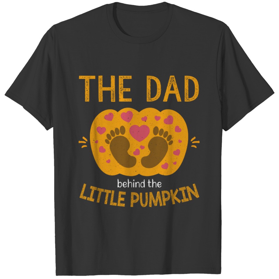 Dad Behind Pumpkin Little Fall Autumn Baby Reveal T-shirt