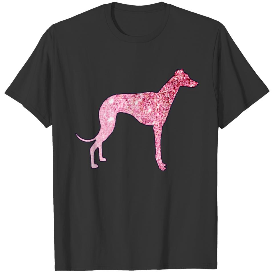 pink glitter Greyhound T-shirt