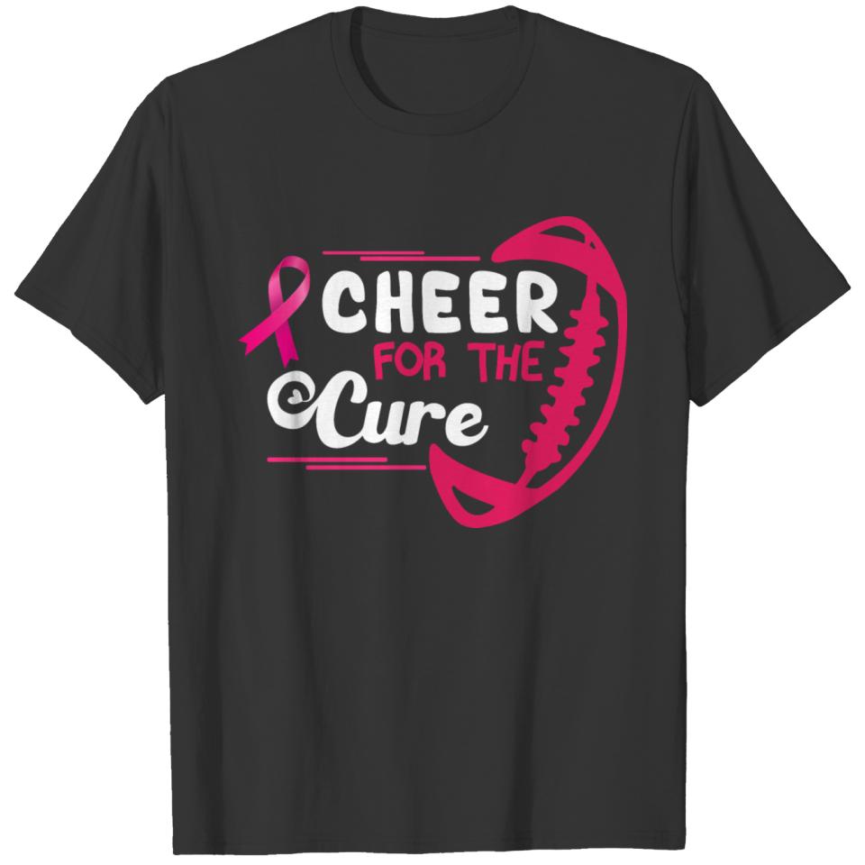 Cheer For The Cure Football Pink Ribbon Breast Can T-shirt