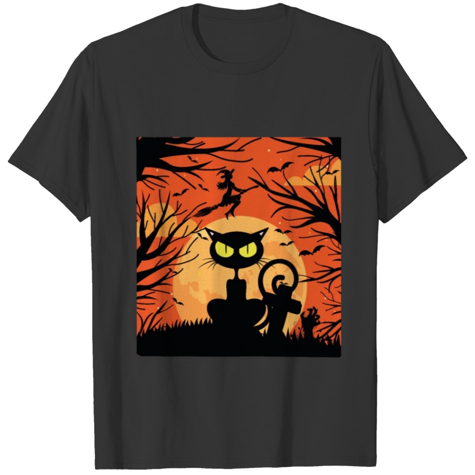 Halloween - halloween cat at midnight T-shirt