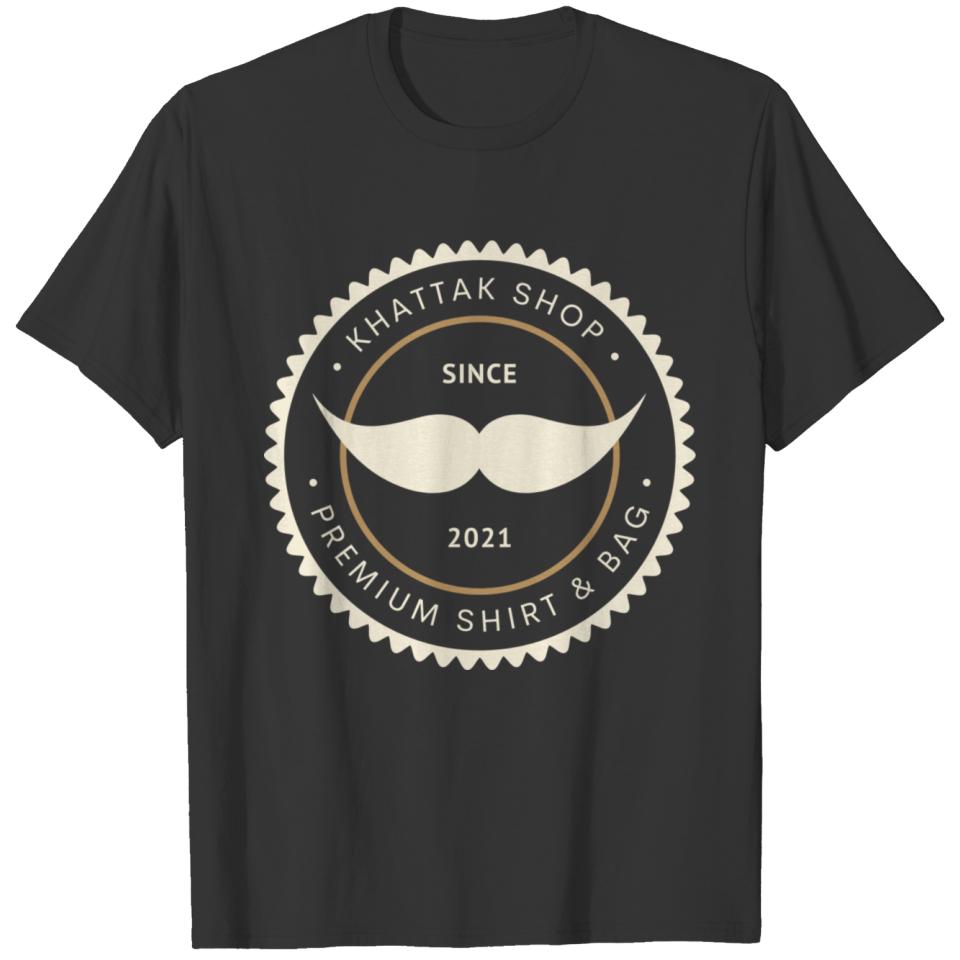 khattak Stamp Logo with Man Mustache Circl T-shirt
