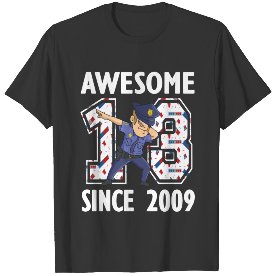 13th Birthday Gift Police Officer Boy Born in 2009 T-shirt