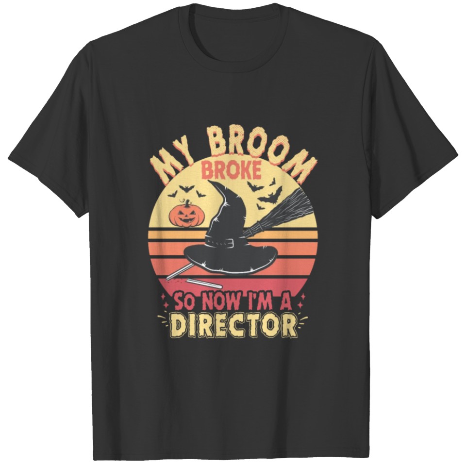 My Broom Broke Director Funny Halloween T-shirt
