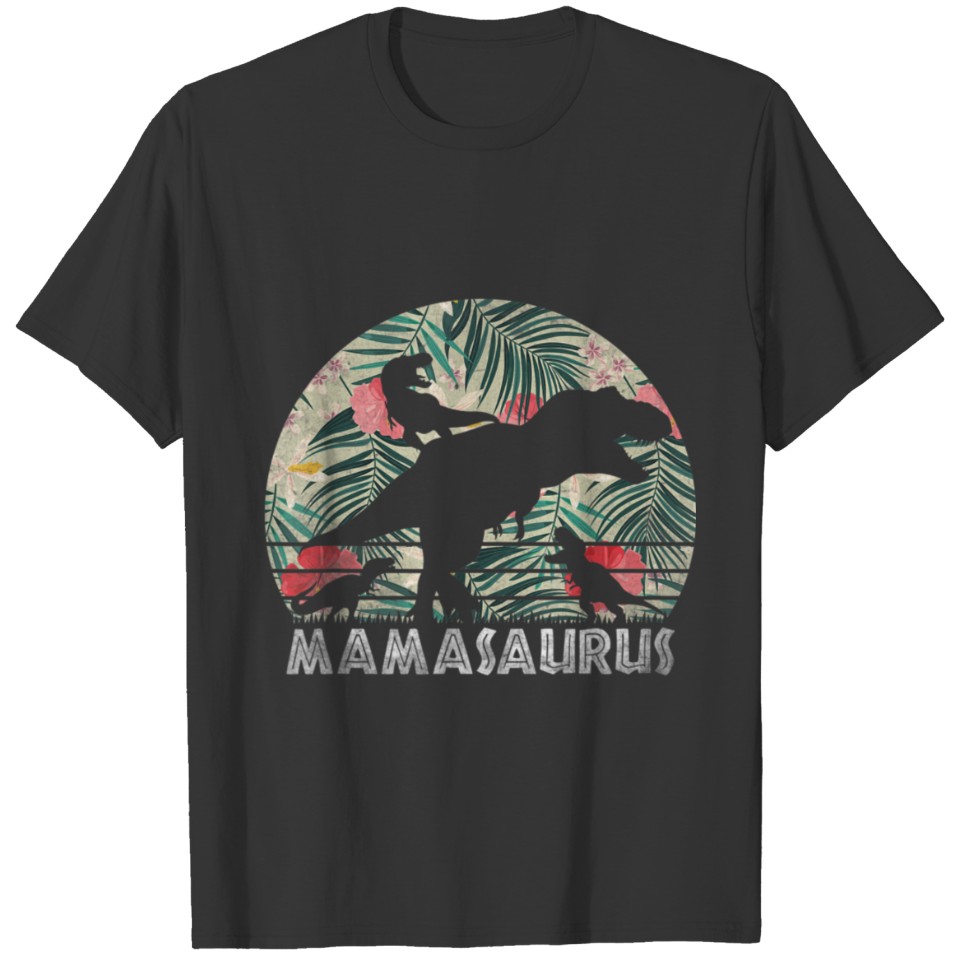 Mamasaurus Mothers Day Floral Dinosaur Kids Mother T-shirt