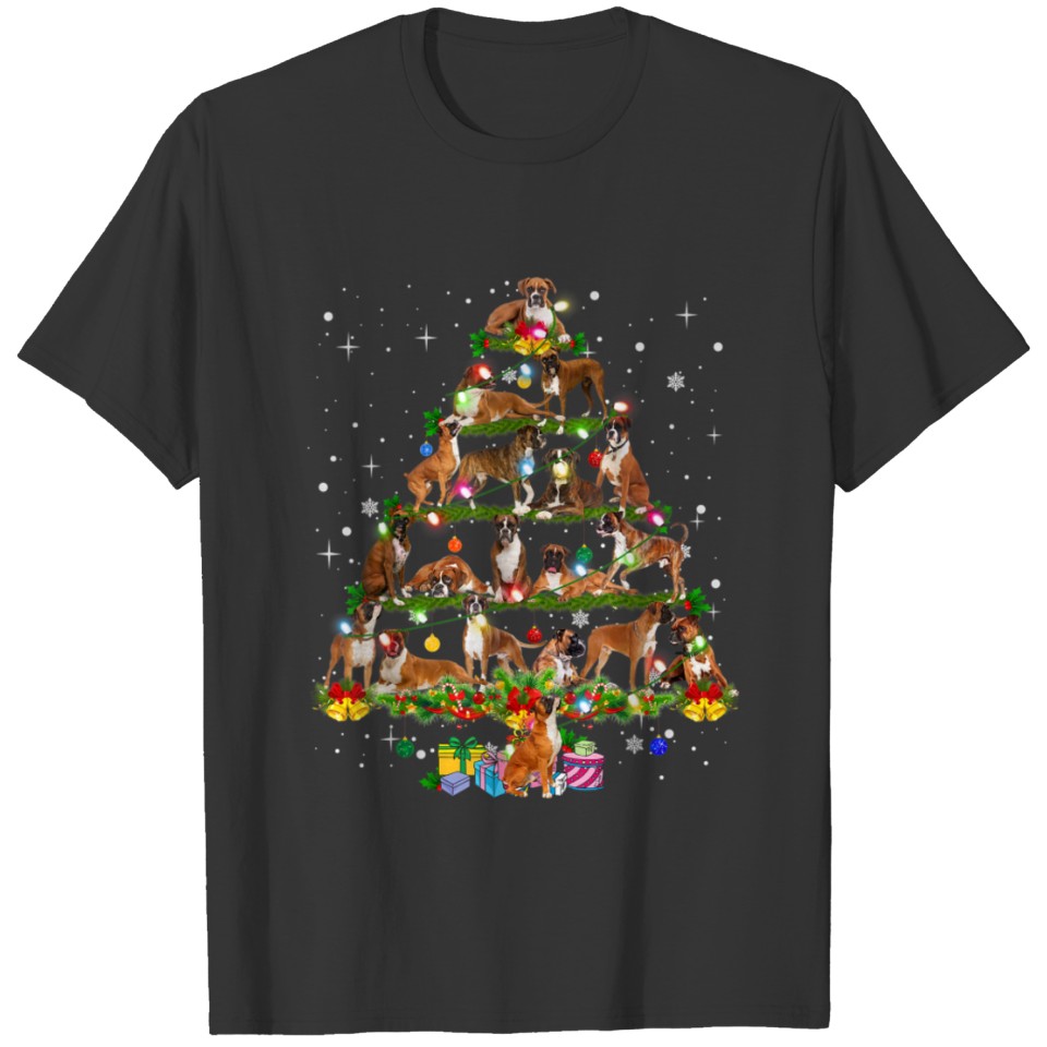 Boxer Christmas Tree Ornament Decor Dog Lover T Shirts