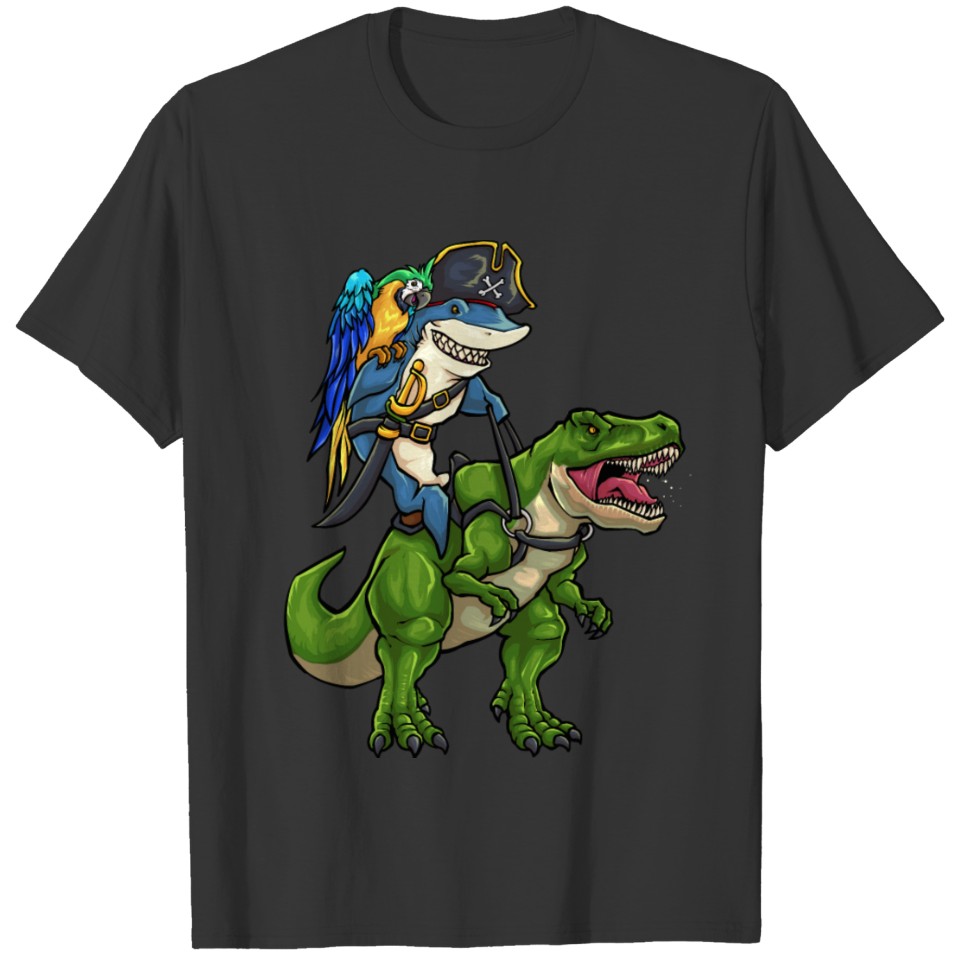 Dinosaur Shark Pirate Halloween T-shirt