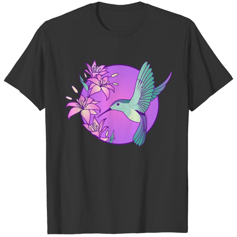 Hummingbird Pink Flower T-shirt