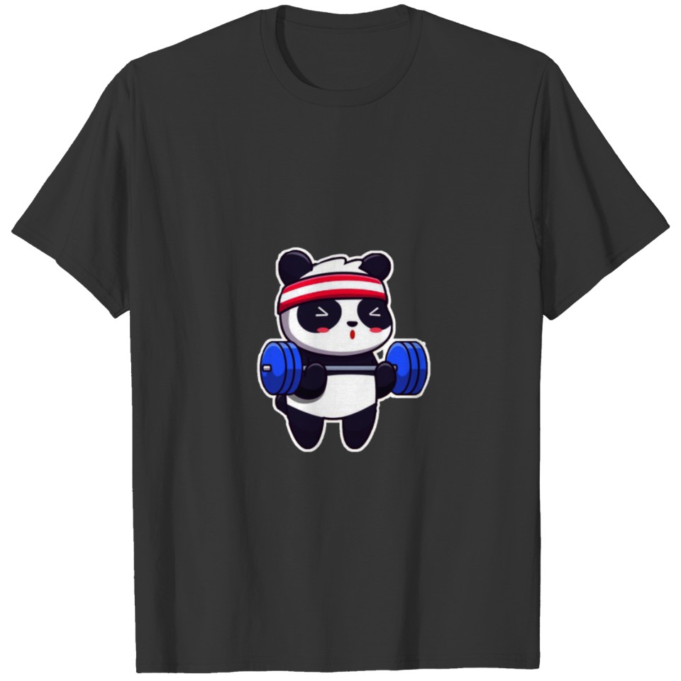 Weightlifting Gym Workout Bamboo Panda Bear Black T Shirts