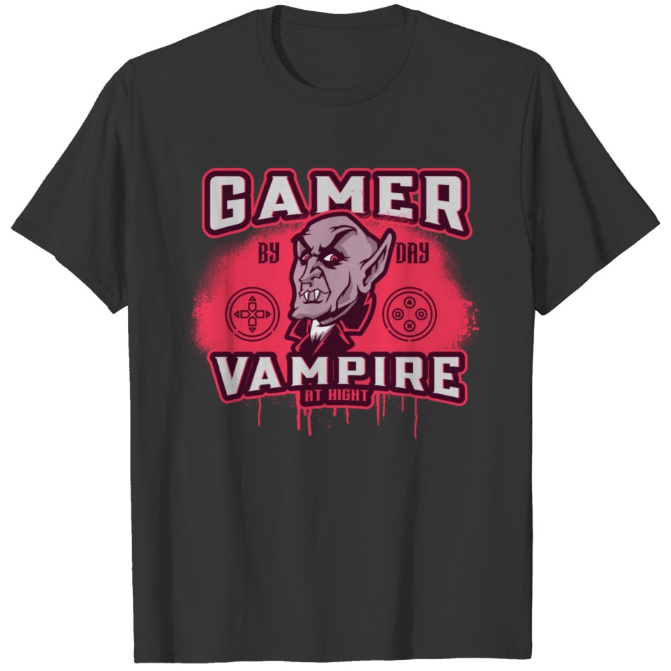 Gamer Vampire Halloween Gaming T-shirt
