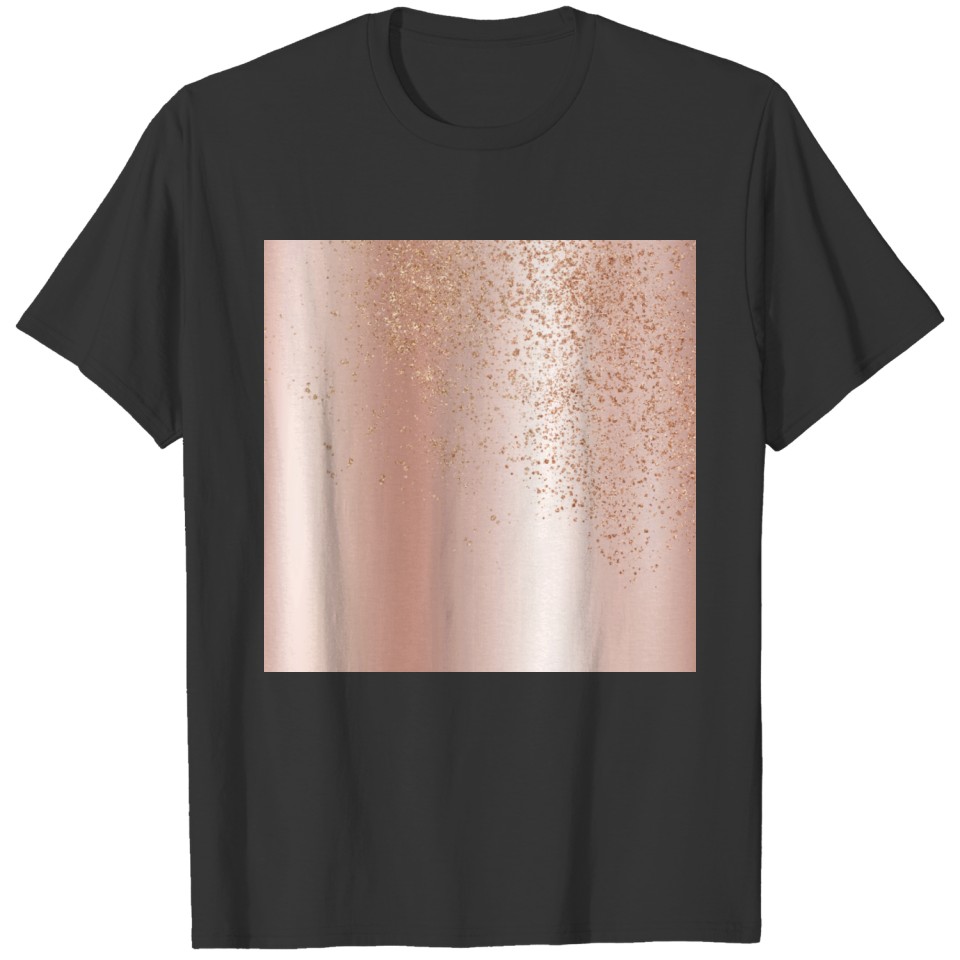 Blush Pink Brushed Metal Gold Glitter T Shirts