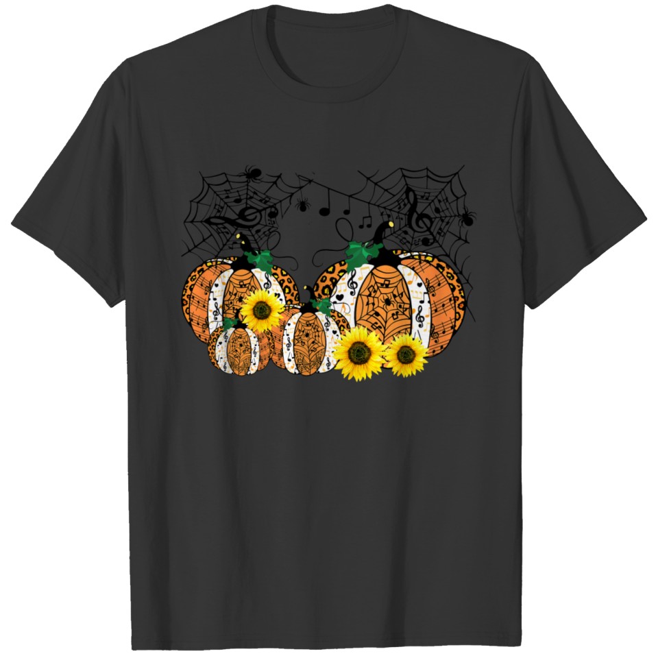 Halloween Pumpkin Music Symbols Music Teacher T Shirts