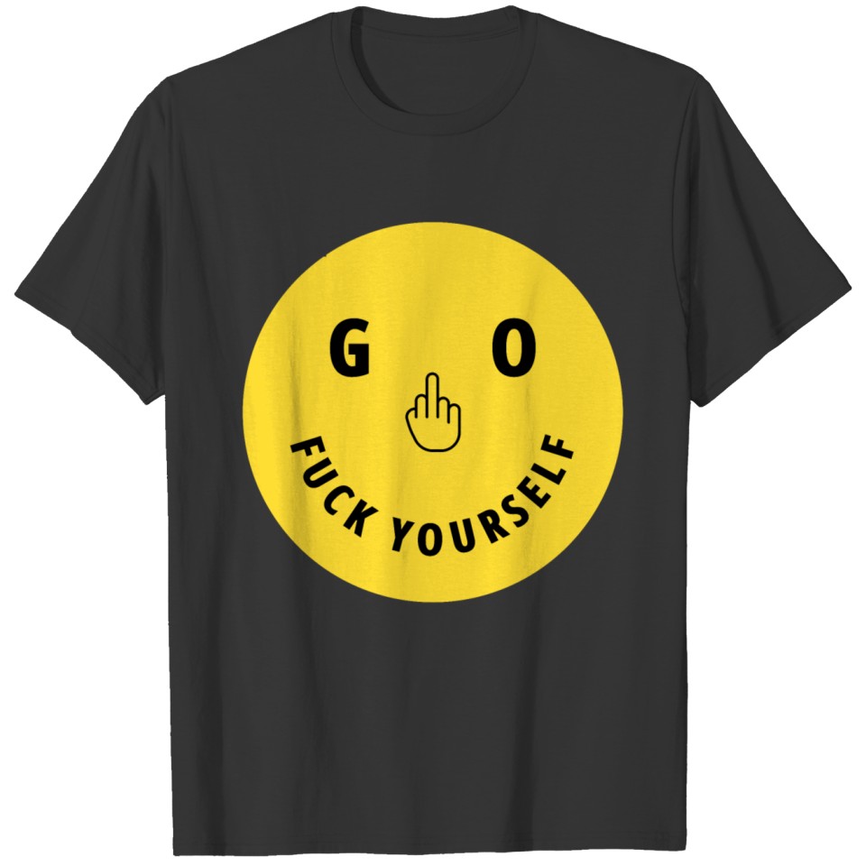 GO FUCK YOURSELF Smile & Eyes Yellow Circle T Shirts