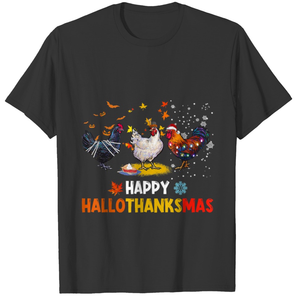 Chicken Halloween Happy HalloThanksMas Autumn T-shirt