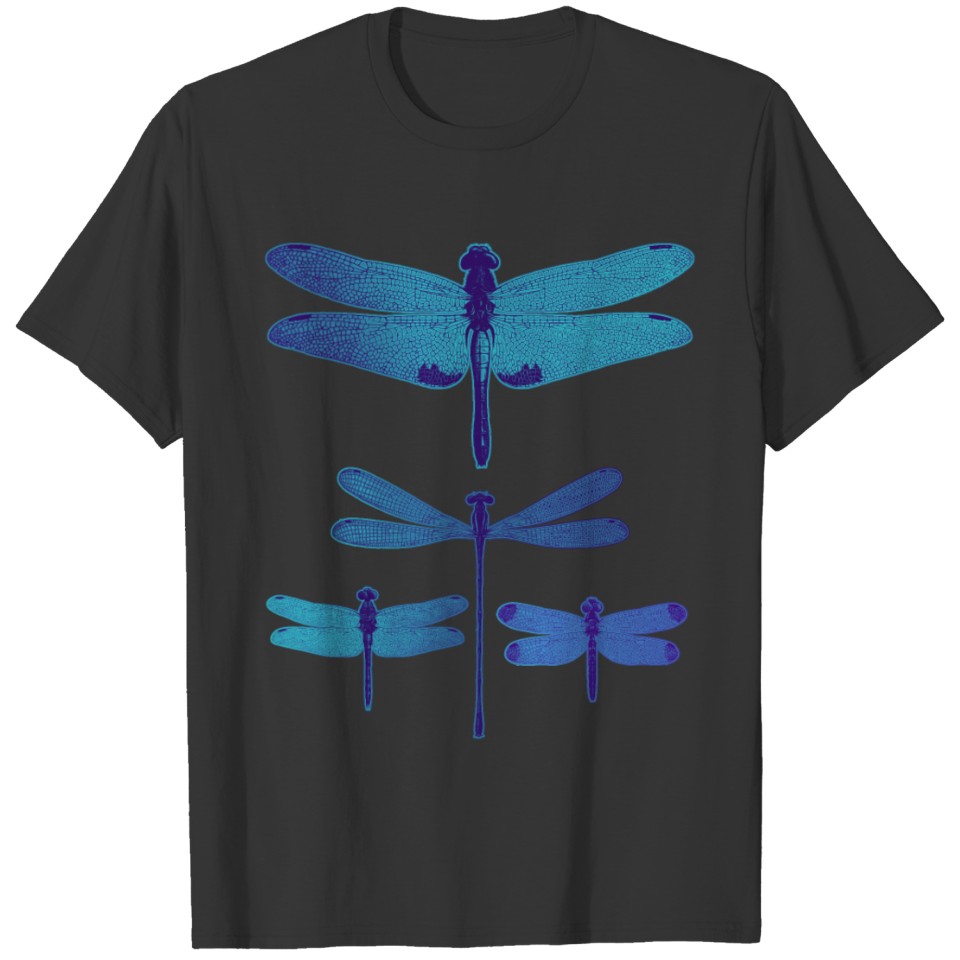 Dragonfly Retro Blue Gradient Insect T Shirts