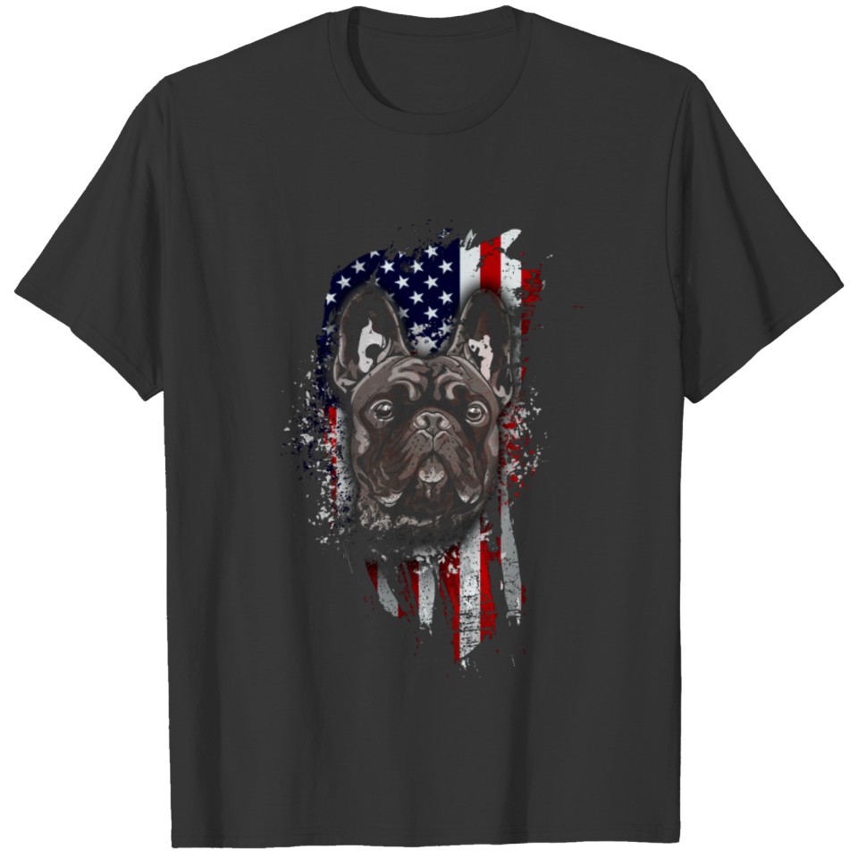 French Bulldog - Bully - Patriotic - US Flag - Dog T-shirt