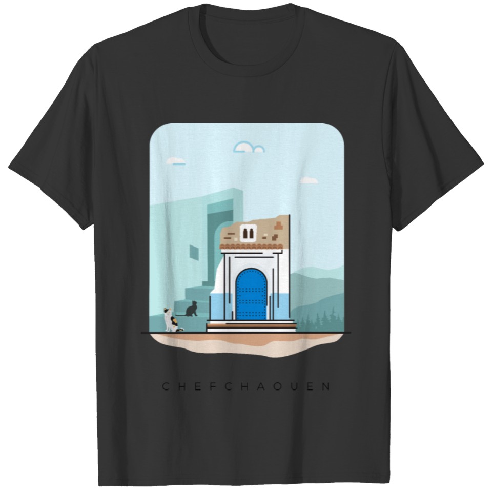 Chefchaouen city sticker - Morocco travel landmark T-shirt