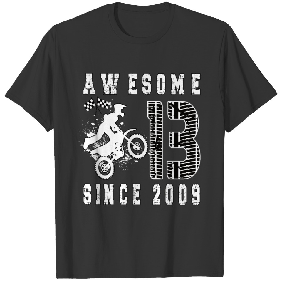 13th Birthday Gift Dirt Bike Boy Born in 2009 T-shirt