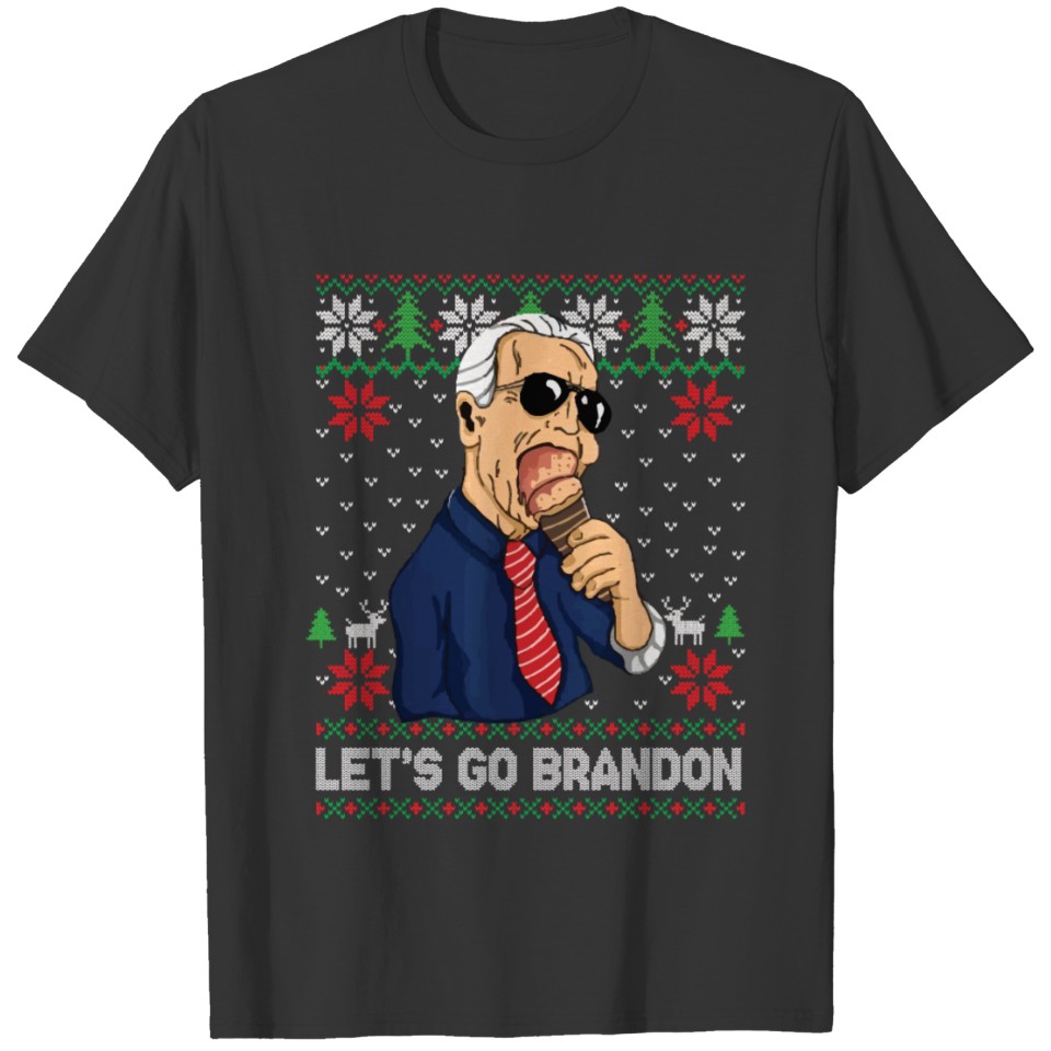 Lets Go Brandon Ice Cream Meme Ugly Christmas T Shirts