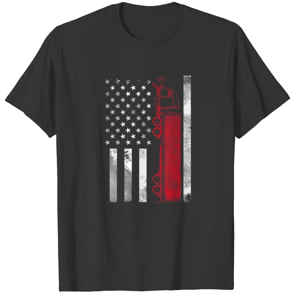 American Flag Semi Truck 18 Wheeler Trucker Gift T-shirt