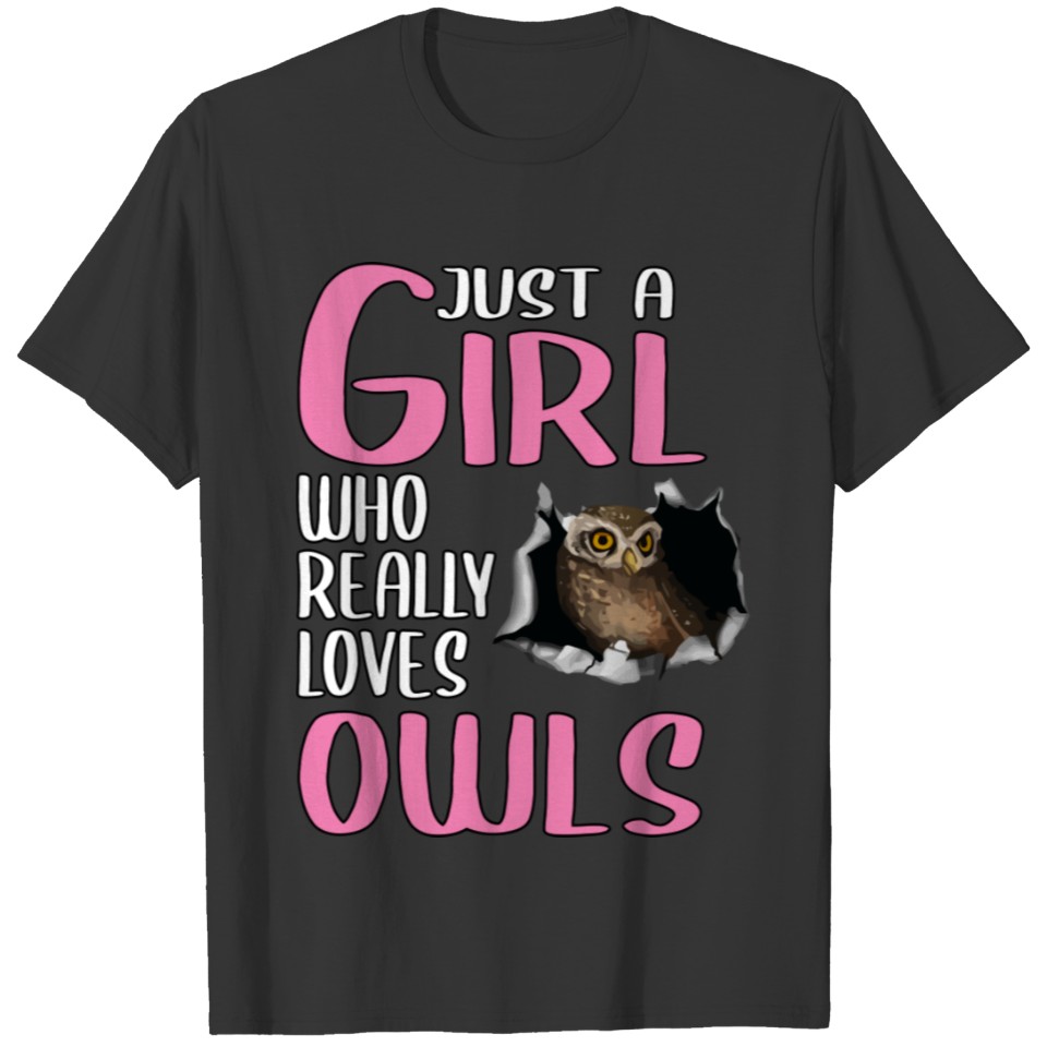 Womens Gift Just A Girl Who Really Loves Owls T-shirt