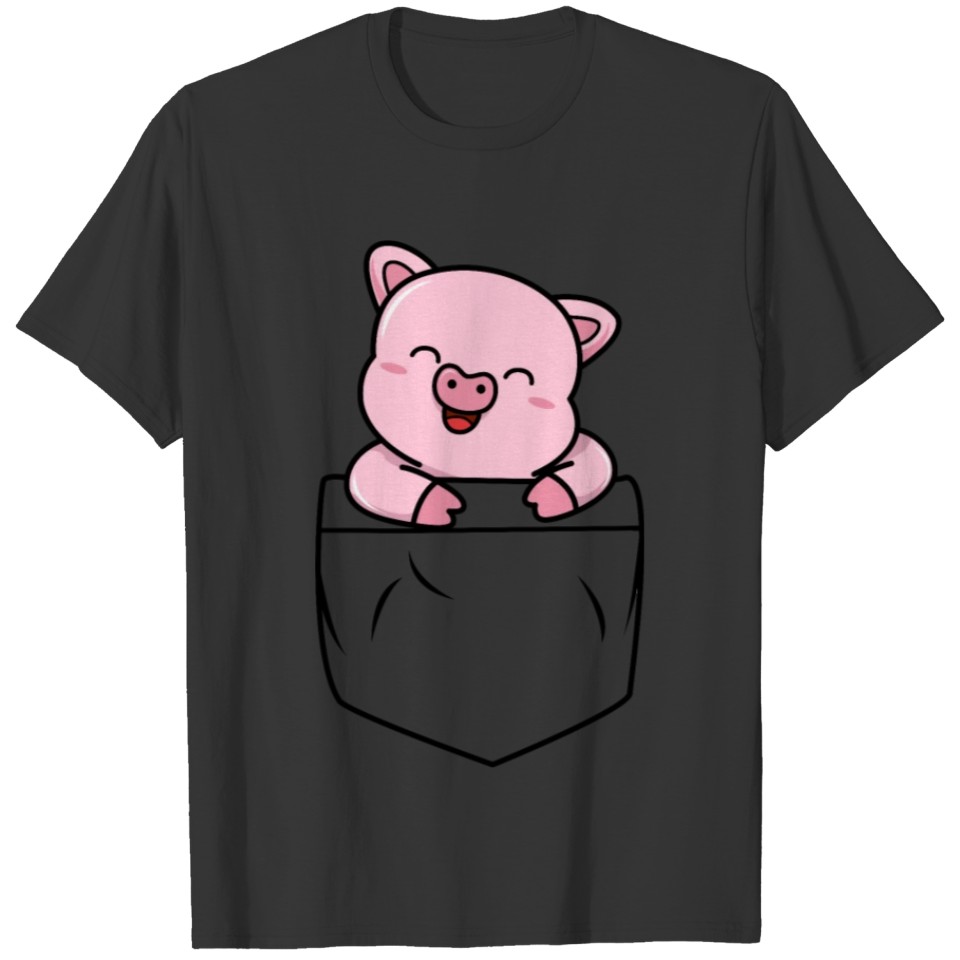Cute Pig Bear In Pocket T Shirts for Kids Men Wome