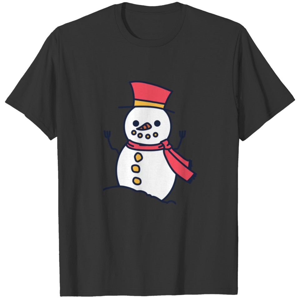 winter snowman with scarf T-shirt