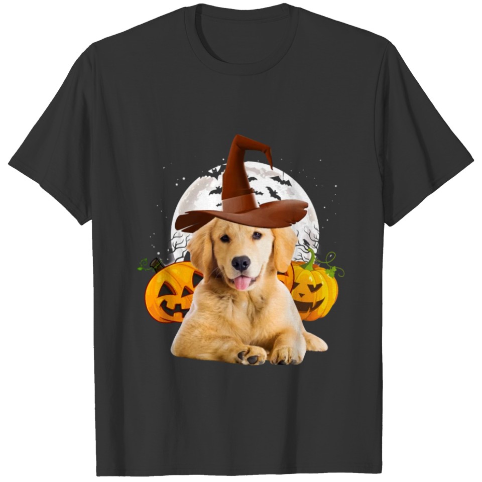 Golden Retriever Halloween Dog Lovers Pumpkin Moon T-shirt