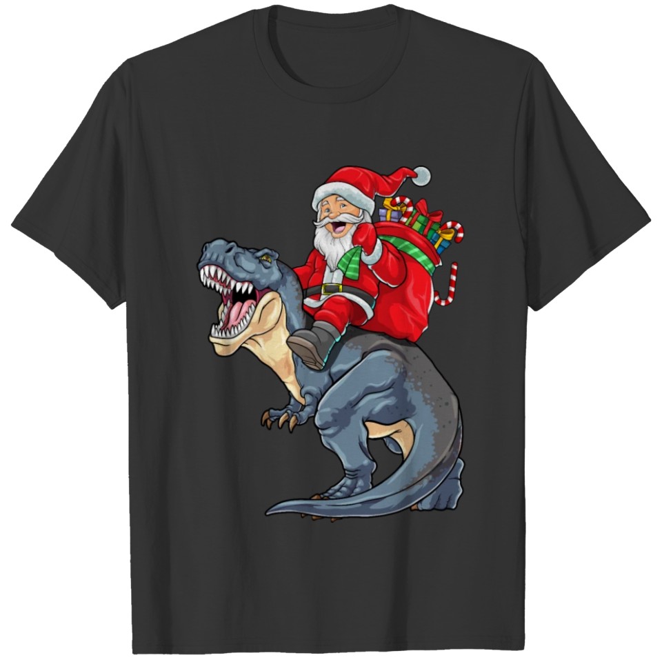 Christmas Dinosaur Santa Riding T Rex Merry Xmas B T-shirt