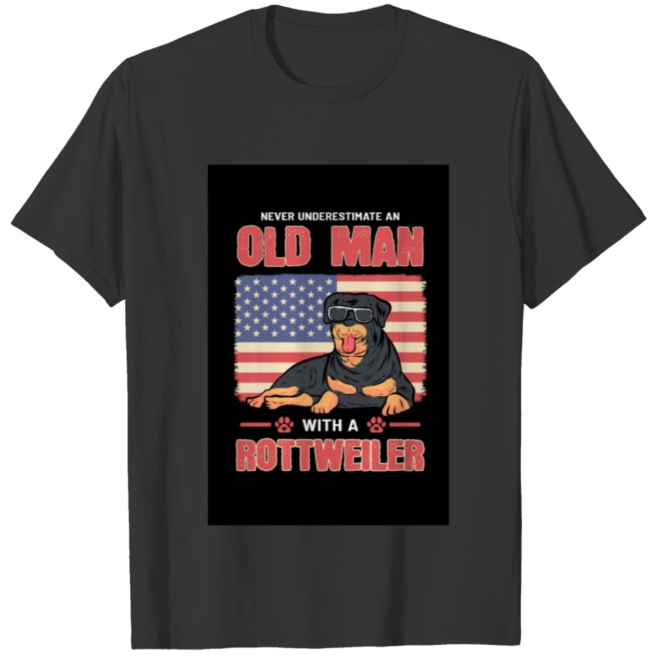 Never Underestimate An Old Man With A Rottweiler T-shirt